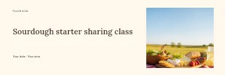 Sourdough starter sharing class banner template · Horizontal photo dialogue