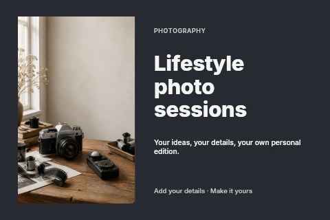 Lifestyle photo sessions postcard template
