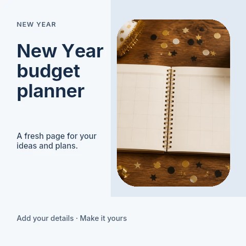New Year budget planner social media post template