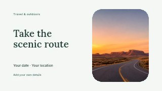 Travel photo journal presentation cover template · Horizontal photo dialogue
