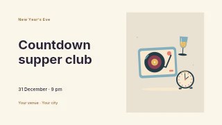 Countdown music with turntable and champagne in Countdown supper club · Horizontal photo dialogue