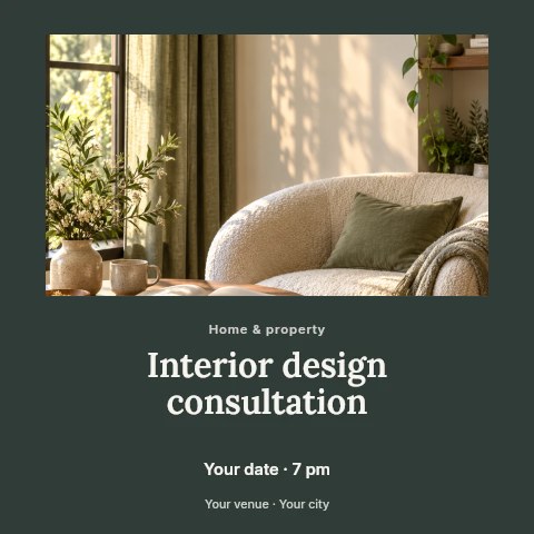 Interior design consultation social media post template