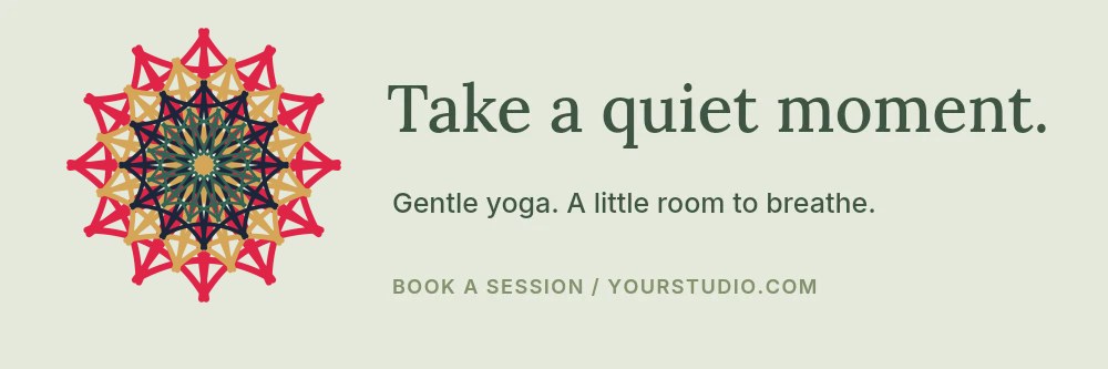 Bell rosette · 12-fold symmetry and 4 layers in Take a quiet moment · Wellness banner