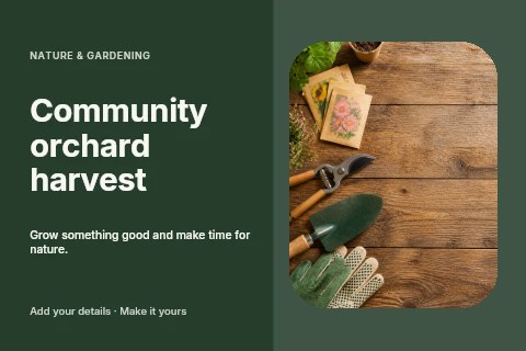 Community orchard harvest postcard template