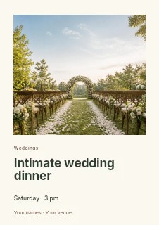 Intimate wedding dinner flyer template · Gallery editorial