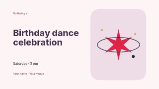 6-point slender sparkle · orbit composition in Birthday dance celebration · Horizontal photo dialogue