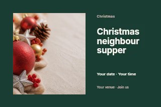 Christmas neighbour supper postcard template · Horizontal photo dialogue