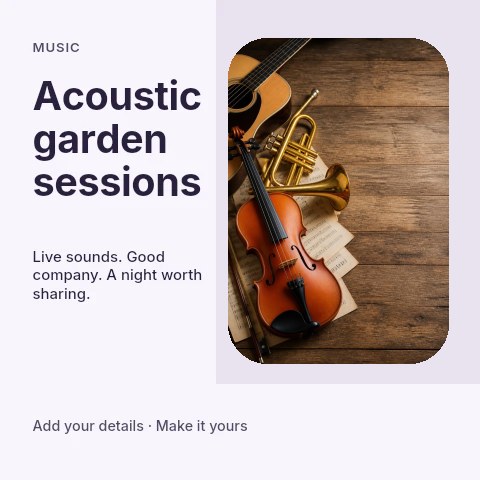 Acoustic garden sessions social media post template