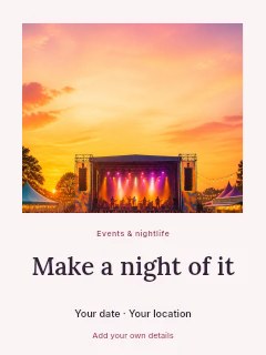 Outdoor concert at vibrant sunset in Evening event photo invitation · Quiet photo gallery