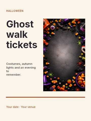 Ghost walk tickets invitation template