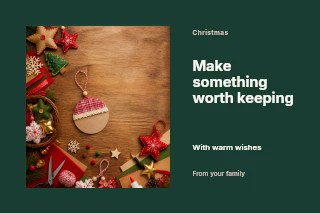 Christmas ornament workshop photo layout postcard template · Horizontal photo dialogue