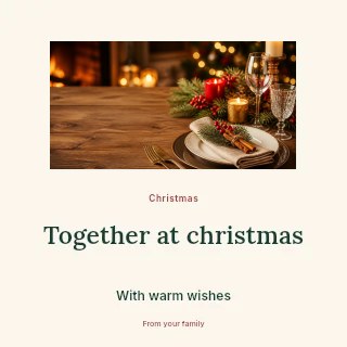 Cozy Christmas table setting with candles in Christmas photo memories · Picture window