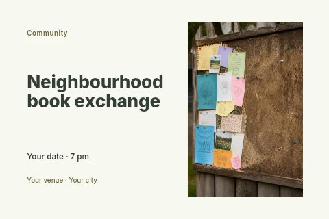 Neighbourhood book exchange postcard template