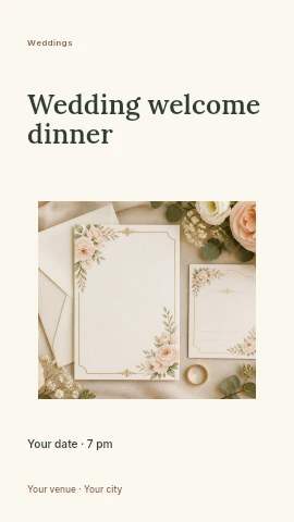 Elegant Floral Wedding Invitation Set in Wedding welcome dinner instagram story template