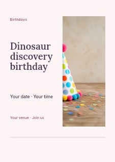 Dinosaur discovery birthday flyer template · Split portrait