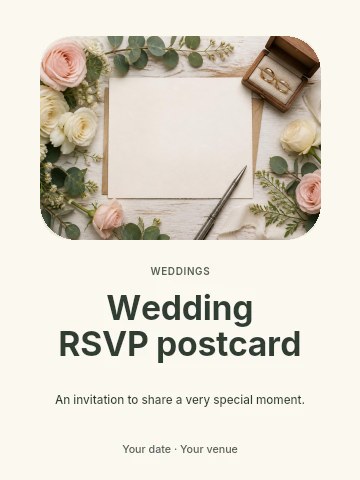 Wedding RSVP postcard poster template