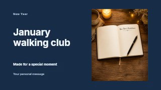 January walking club presentation cover template · Horizontal photo dialogue