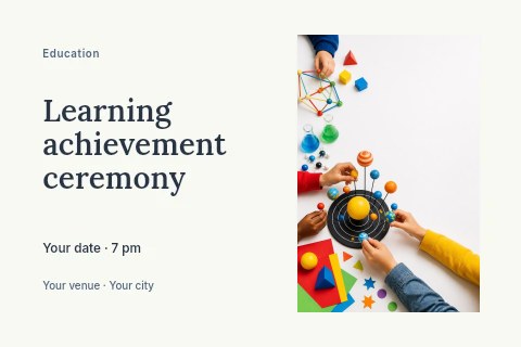 Learning achievement ceremony postcard template