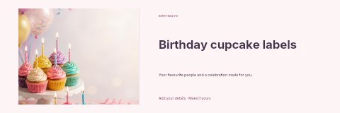 Birthday cupcake labels banner template
