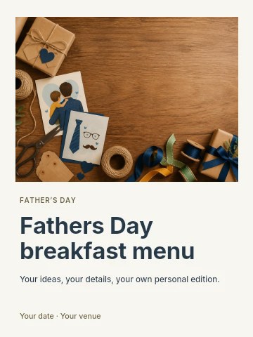 Fathers Day breakfast menu poster template