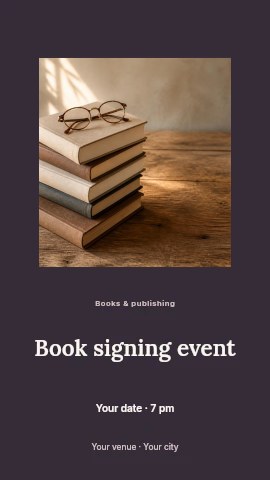 Book signing event instagram story template