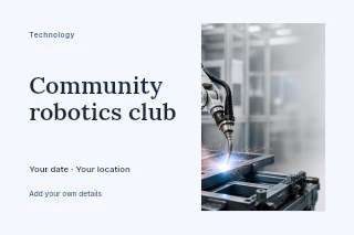 Industrial robotic arm welding metal frame in Community robotics club · Horizontal photo dialogue