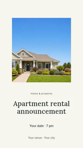 Apartment rental announcement instagram story template