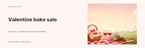 Valentine’s Day Picnic Setup with Cookies and Wine in Valentine bake sale banner template
