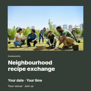 Neighbourhood recipe exchange social media post template · Gallery editorial