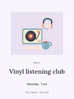 Vinyl listening corner with headphones and warm tea in Vinyl listening club · Picture window