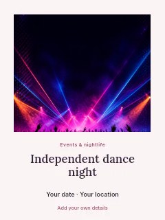 Independent dance night greeting card template · Quiet photo gallery
