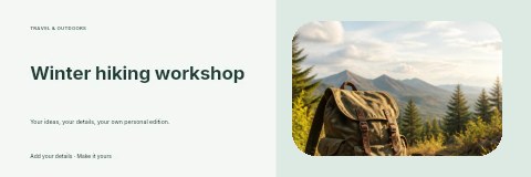 Winter hiking workshop banner template