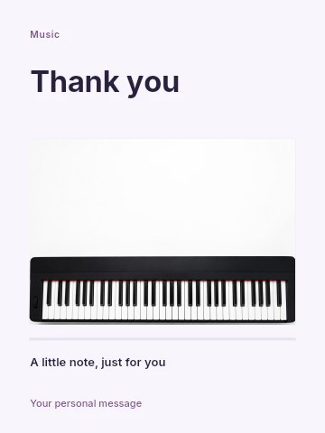 Piano recital greeting card template