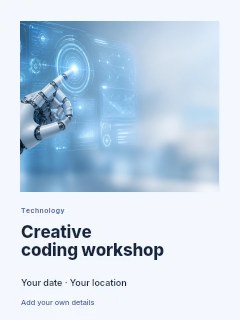 Creative coding workshop greeting card template · Gallery editorial