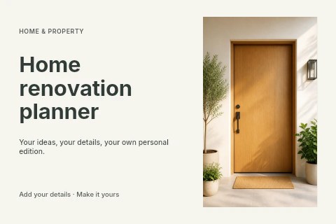 Home renovation planner postcard template