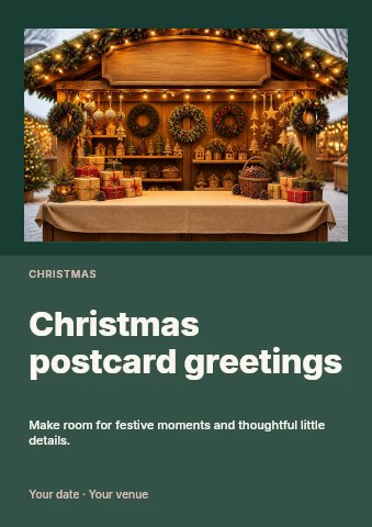 Christmas postcard greetings flyer template