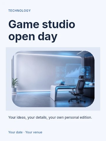 Game studio open day poster template