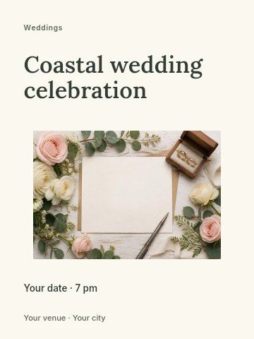 Coastal wedding celebration invitation template