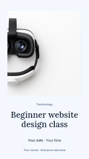Virtual reality headset on white background in Beginner website design class instagram story · Quiet photo gallery