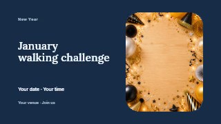 January walking challenge presentation cover template · Horizontal photo dialogue