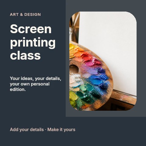 Screen printing class social media post template