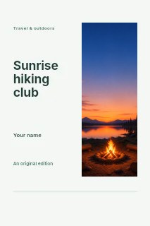 Campfire by a lakeside sunset in Sunrise hiking club · Split portrait