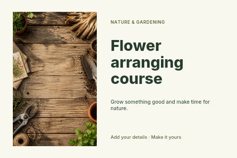 Flower arranging course postcard template
