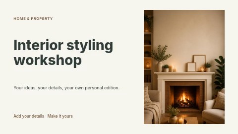 Interior styling workshop presentation cover template
