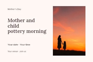 Mother and child pottery morning postcard template · Horizontal photo dialogue