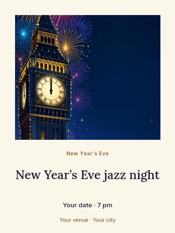 New Year’s Eve jazz night poster template