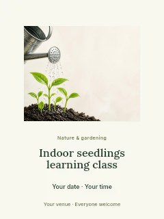 Watering green seedlings in soil in Indoor seedlings learning class poster · Picture window