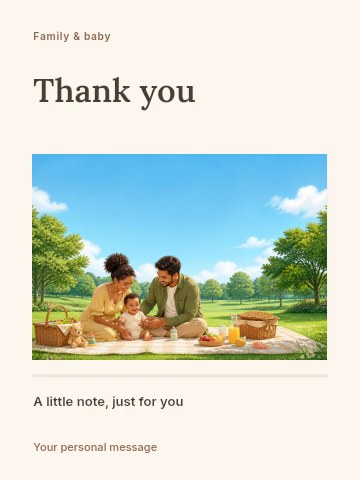 First birthday picnic greeting card template