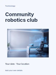 Community robotics club poster template · Modern programme