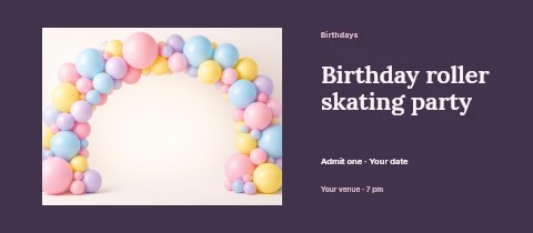 Birthday roller skating party event ticket template